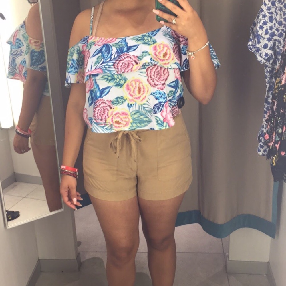 Floral off the shoulder crop top